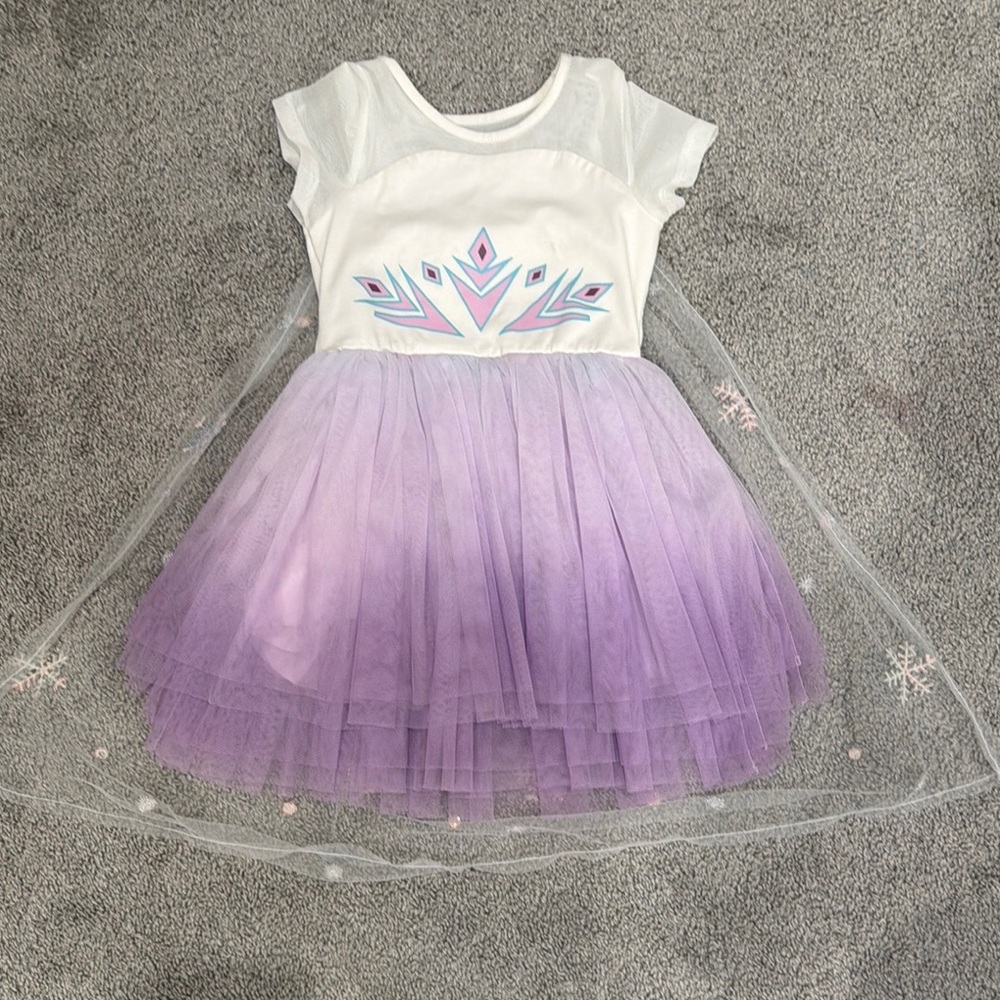 Girls White and Purple Tulle Party Dress - Frozen-Inspired